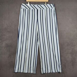 Cato Wide Leg Pants Womens 22/24W Blue Black White Striped High Rise Stretch